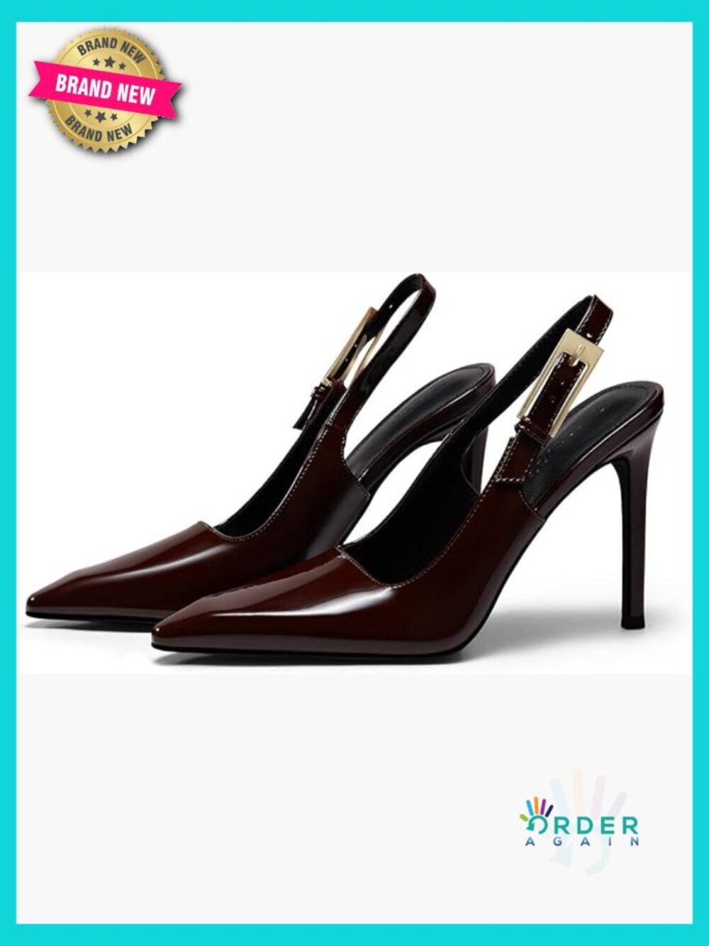 Slingback High Heels Pointed Toe Stilettos Metal Buckle Dress Party Pumps